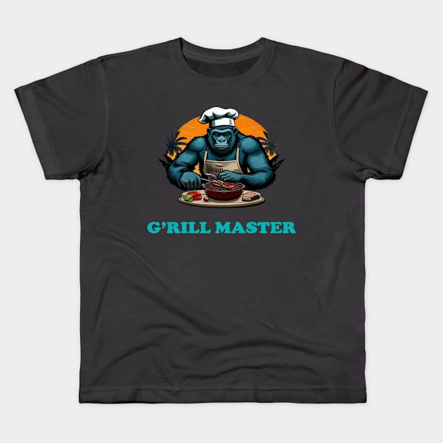 G'rill Master BBQ Griller Fun Pun Kids T-Shirt by taiche